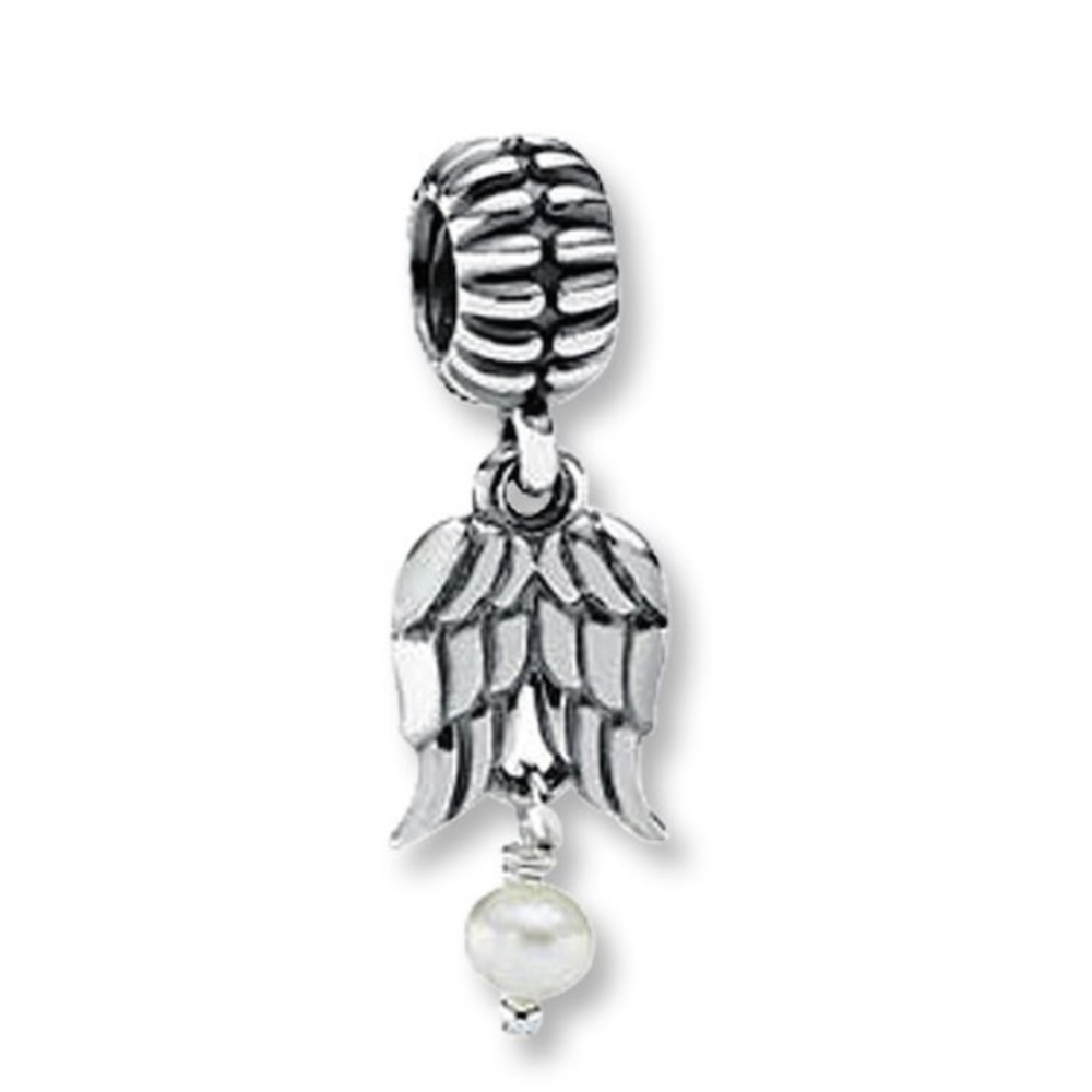 Guardian Angel Angel Wings with Pearl Charm